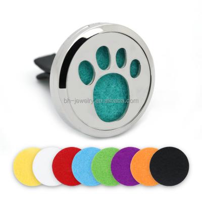 China Stainless Steel Dog Paw Aromatherapy Car Oil Locket Vent Clip Casual/Sporty Car Diffuser Pendant for sale