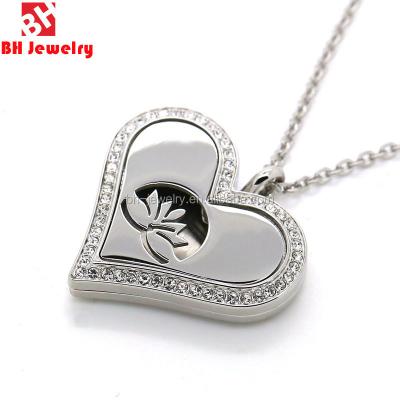 China New Design TRENDY/Casual/Sporty/Religious Best Selling 316L Stainless Steel Perfume Pendant Heart Shape Crystal Fashion Essential Oil Diffuser for sale