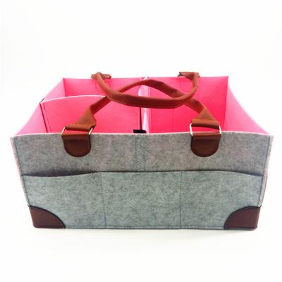 China TOGGLE BAG New Design Felt Diaper Cart Baby Travel Mummy Storage Felt Bags With Leather Handles for sale