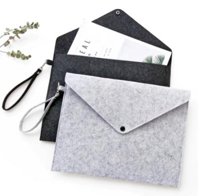 China Office School Stationery Felt Folder Pocket Paper Bag Envelope File Pocket A4 Felt Document Bag for sale