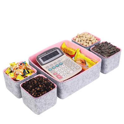 China Sustainable Double Color Felt Storage Box Desk Felt Drawer Organizers Deep Storage Bins for sale