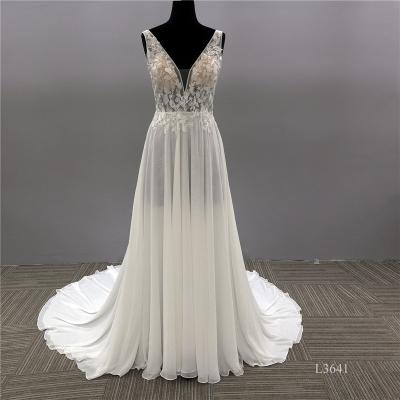 China Europe and America Anti-static Women's Clothing Lace V-Neck Backless Wedding Dress for sale