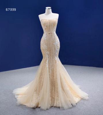 China Cheap Anti-Static Sweetheart Neckline Champagne Sleeveless Sweetheart Neckline Champagne Ball Gown Dresses for sale