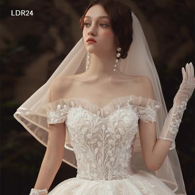 China DR24 Breathable Simple Bridal QQ Wedding White Ball Gown With Long Tail Ladies Dresses Casual for sale