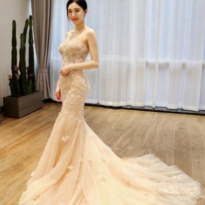 China Sexy High Quality Anti-static Mermaid Wedding Dress Mermaid Wedding Dress Bridal Lace Mermaid Wedding Dress for sale