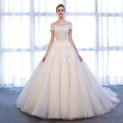 China Luxury Wedding Dress Ball Gown Wedding Dresses Princess Anti-Static Sale Short Sleeve Wedding Dress for sale