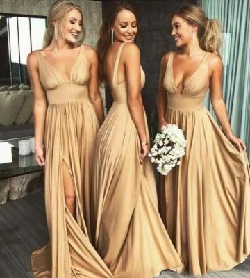 China New Type Long Style Gold Anti-wrinkle Cheap Bridesmaid Dresses Latest Adult Women Cheap Bridesmaid Dresses for sale