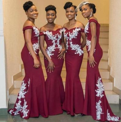 China Anti-wrinkle Factory Direct Sales Custom Mermaid African Off The Shoulder Burgundy Bridesmaid Dresses for sale