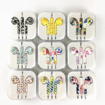 China Custom Logo Noise Control Music Wired MP3 Player Colorful Flower Pattern 3.5mm In-Ear Earphone With MIC for sale