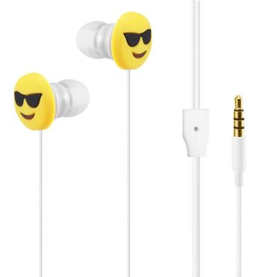 China 3.5mm In-ear Connector 3d In-ear Smile Face PVC Cartoon High Quality Cheap Cable Cute Earphone Beautiful for sale