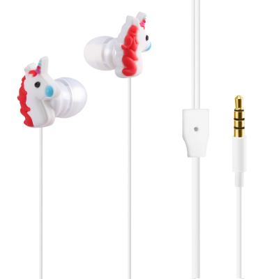 China Shenzhen Factory Free Sample Low Price Animal Rainbow Unicorn HorseCartoon Earphone 3D PVC In-ear Shape In-ear Headphones Factory Free Sample for sale