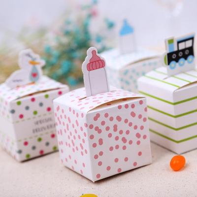 China Recycled Materials Wedding Baby Shower Creative Gift Box Candy Box Wholesale Children Favors Candy Paper Box for sale