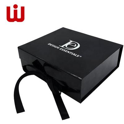 China Shipping 15 Years Factory Wholesale Luxury Custom Logo Black Paper Gift Box Free Sample for sale