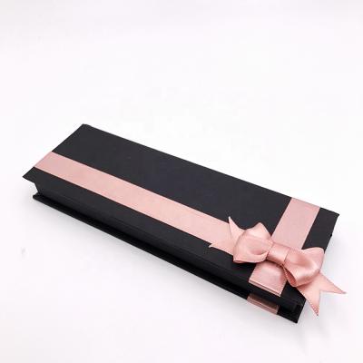 China Handmade Customized Black Wedding Lid And Bottom Storage Paper Eyelash Packaging Gift Box With Bow for sale