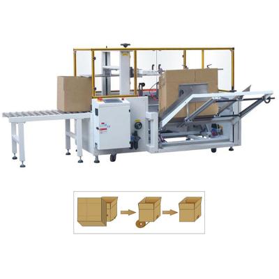 China Automatic Food Crate Cardboard Band Sealer Box Tapering Packing Sealing Machine Packing Line for sale