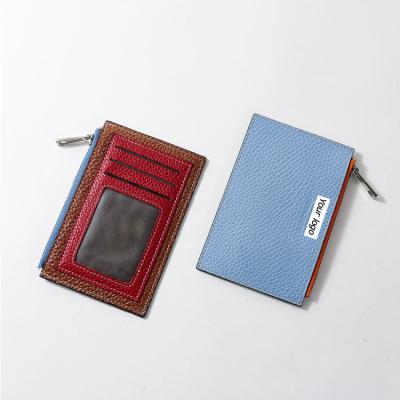 China Fashion Factory Direct Color Mini Leather Slim Zipper Waist Coin Bag Card Holder Wallets for sale