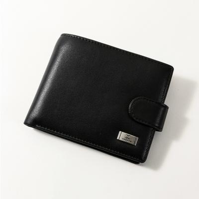 China Custom Hot Sale Leather Classic Men Card Holders RFID HASSION Logo Style Short Wallet For Men for sale