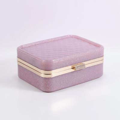 China Fashion HASSION Custom bling Multifunctional PVC Jewelery Storage Boxes Travel Jewelry Boxes for sale