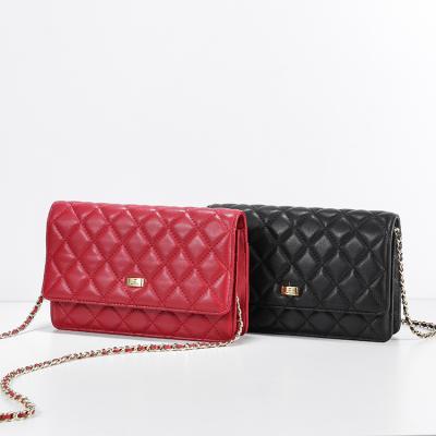 China Hot New RFID Diamond Purse Style Genuine Sleep Saling Leather Handbag With Chain Cross - Body Bag For Women for sale