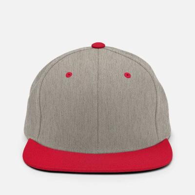 China COMMON Custom 6 Panel White 100% Wool Adjustable Snapback Hat Heather Gray for sale