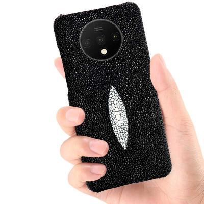 China Luxury Custom Shockproof Stingray Fish Grain Cell Phone Natural Leather Cases For OnePlus 9 9R Pro 8T Pro Phone Leather Case Back Cover for sale