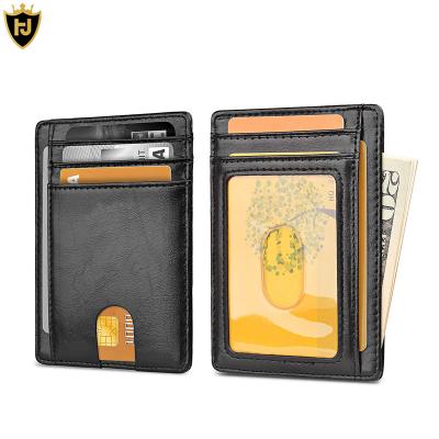 China Fashion Card Holder Sorting Case PU Credit Card Flat Leather RFID Blocking Slim Minimalist Front Pocket Wallet for sale