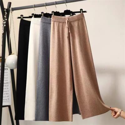 China Anti-Wrinkle Fashionable Women High Waist Loose Simply Knit Pants for sale