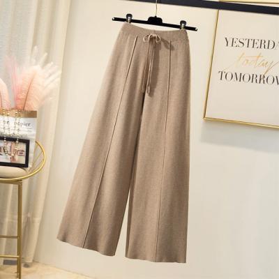 China 2022 Fashionable Anti-wrinkle Women High Waist Loose Fit Stripe Knit Pants for sale