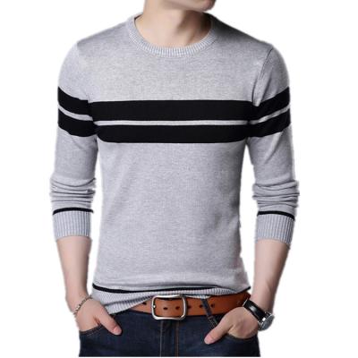 China Cheapest Anti-wrinkle Man New Arrival Crewneck Long Sleeve Stripe Knit Pullover Sweater for sale