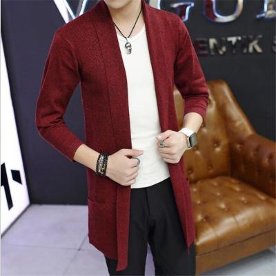 China Anti-wrinkle 2022 spring fashionable men's casual style shawl sweater coat autumn long collar long sleeve open front slim fit middle for sale