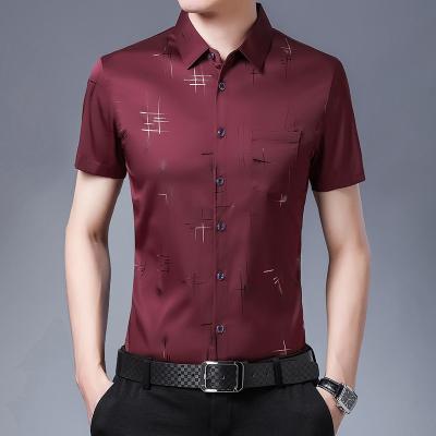 China New Arrival Summer New Arrival Casual Style Anti-pilling Blouse Slim Fit Formal Shirt Wholesale Short Sleeve for sale