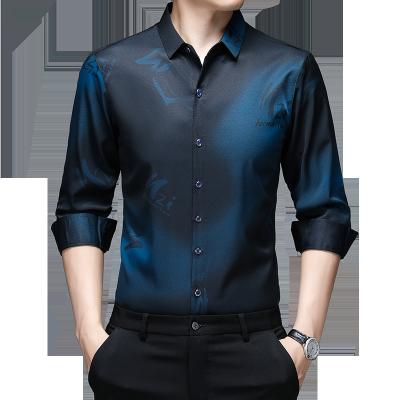 China Anti-pilling Men's Formal Style Long Sleeve Custom Fitted Shirt That Requires No Letter Print Ironing for sale