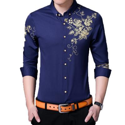 China 2022 New Arrival Korean Style Anti-pilling Custom Fit Floral Printing Plus Size Man Blouse Shirt for sale