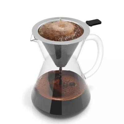 China Stored Pour Over Glass & Stainless Steel Filter Coffee Brewer Maker for sale