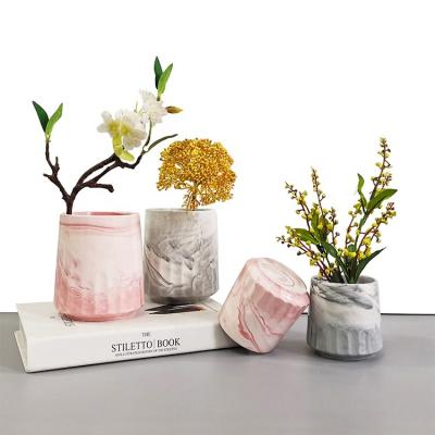 China Wholesale Cheap Modern Simple Style Design Marbling Desktop Decorative Home Decor Ornaments Ceramic Succulent Planter Pot For Home for sale