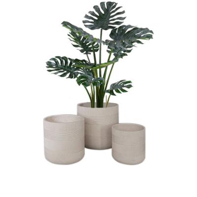 China Concrete Cylinder Flower Pot Clay Outdoor Cement Plant Pots Contemporary High Quality Garden Decoration for sale