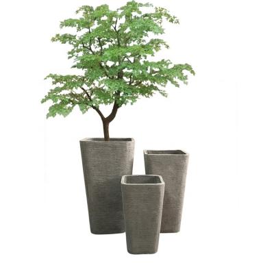 China Original Art Decor High Quality Simple Style Cement Color Floor Flowerpot Garden Planting Pot in 3 Sizes for sale