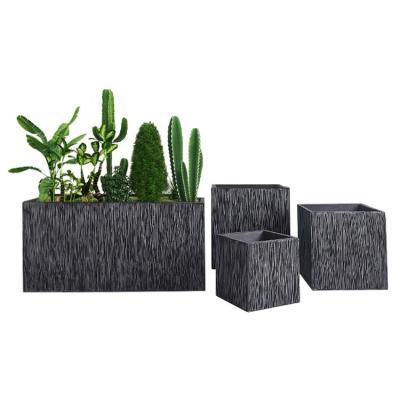 China Contemporary High Quality Nordic Style Planter Fiberglass Rectangle Decorative Floor Vase Large Pot For Artificial Flower Decoration for sale