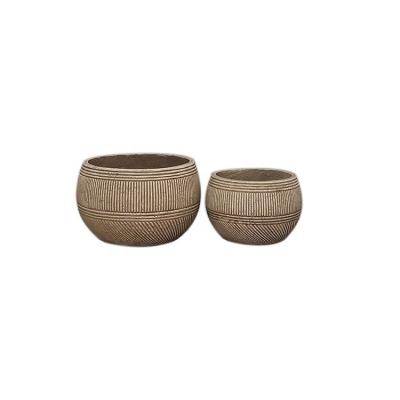 China Modern unique design hot sale cement planter pot home decor embossed modern bulk porcelain bonsai pots for sale