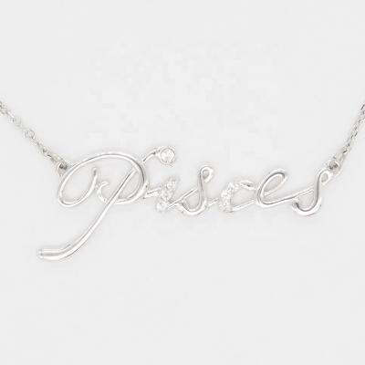 China Classic Feminine Elegant Crystal Rhinestone 12 Zodiac Sign Necklace Pendants Charm Rhodium Choker Astrology Pisces Chain Necklaces for sale