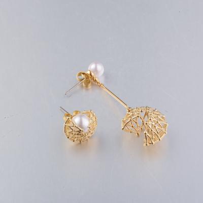 China TRENDY Fashion Pearl Nest Drop Gold Plated PVD IP Coated Ion Plated Earring for sale