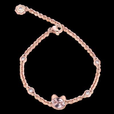 China Hot Sale Classic Crystal Rhinestone Cat Ip Mounted Gold Plated PVD Coated Ion Plated Bracelet for sale