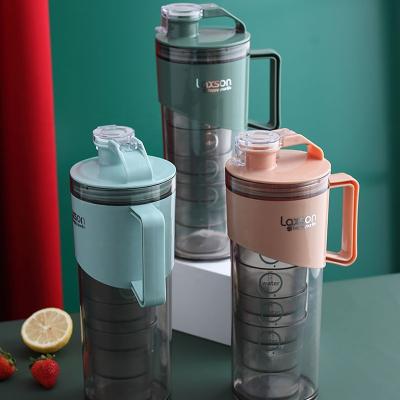 China Wholesales 1.5L Viable Modern Travel Food Grade Water Jug Portable Airtight Plastic Bottle With 4 Cups for sale