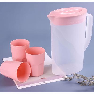 China KJH Food Grade 2.6L Custom Logo Living Sustainable Plastic Water Jug Plastic Water Jug With Cups for sale