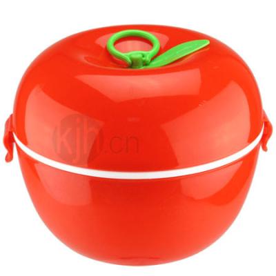 China KJH Microwavable 600ML Alive BPA Free Portable Plastic Apple Shape Lunch Box Food Containers With Spoon For Kids for sale