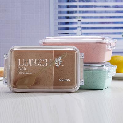 China 650ML Microwave Eco-friendly Biodegradable Wheat Straw Plastic Lunch Box for sale