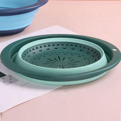 China Sustainable Kitchen Folding Asphalt Basket Drain Basket For Vegetable And Fruit for sale