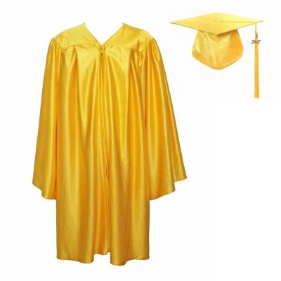 China 2021 Hot Selling Adults School Shiny Gold Graduation Gown Hat And Tassel for sale