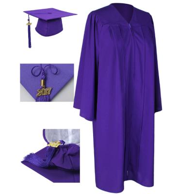 China High Quality School Matte 2022 Purple Graduation Gown And Hat for sale