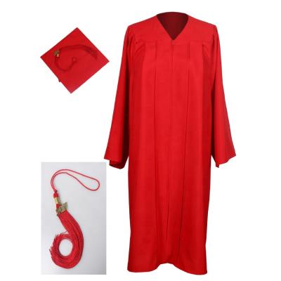 China 2022 Best Selling School Graduation Matte Red Dress And Hat For Graduation for sale